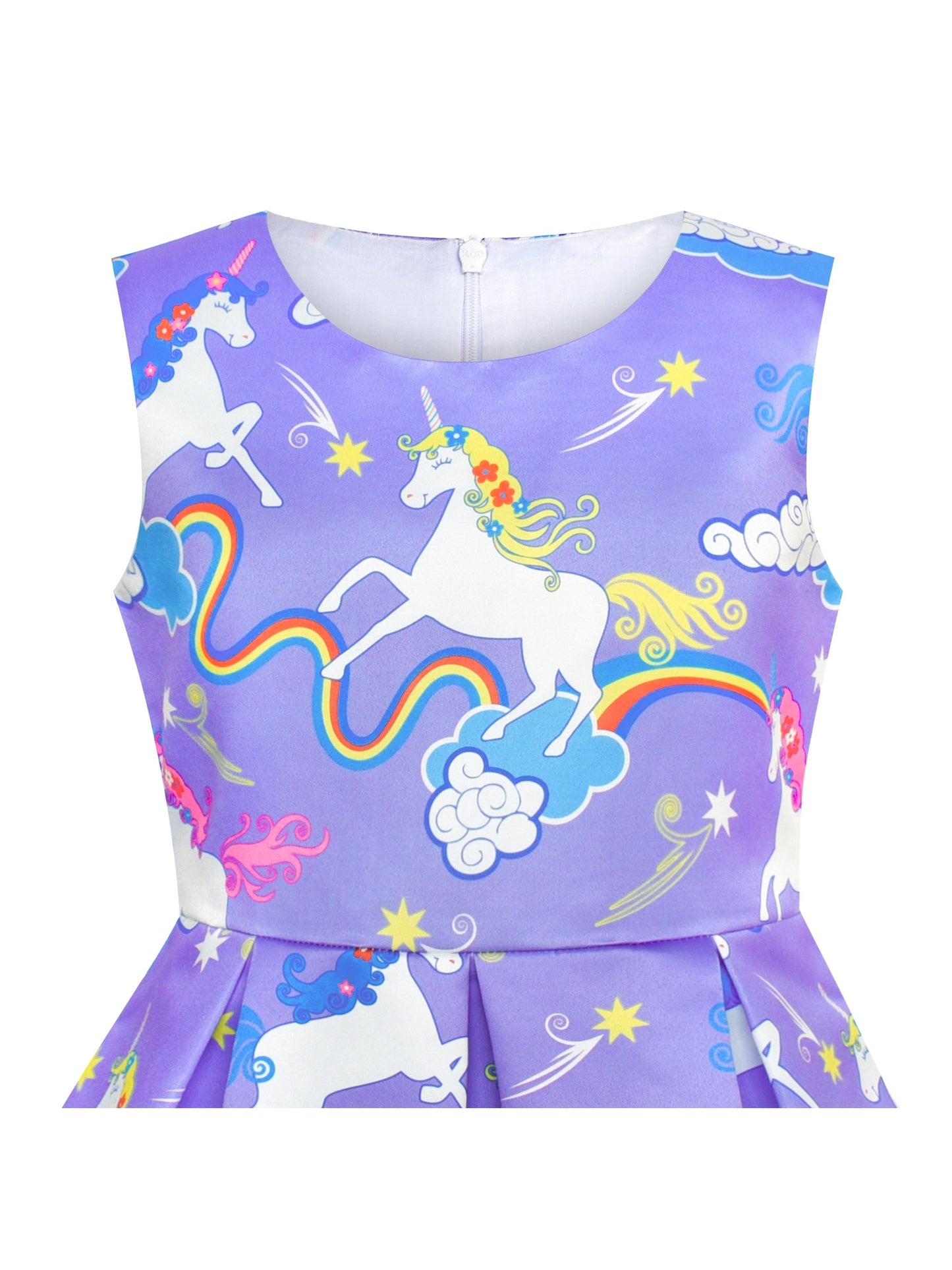 Girls Dress Flower Garden Print Elegant Chinese Style Purple