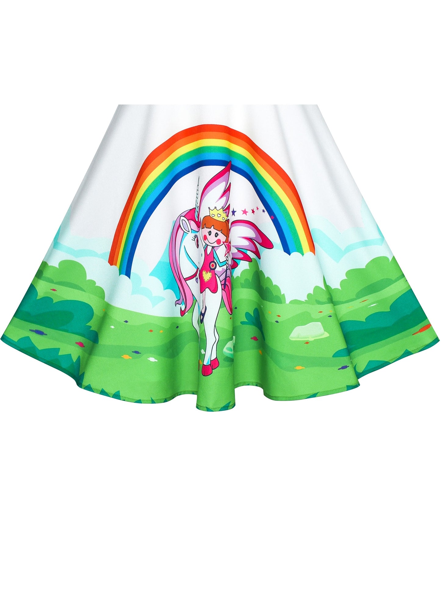 Girls Dress Mermaid Cartoon Princess Ruffle Collar Party Dress Green