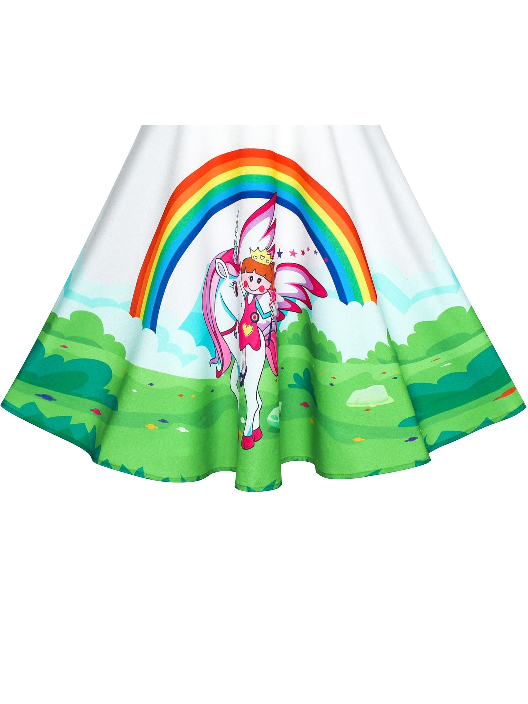 Girls Dress Mermaid Cartoon Princess Ruffle Collar Party Dress Green