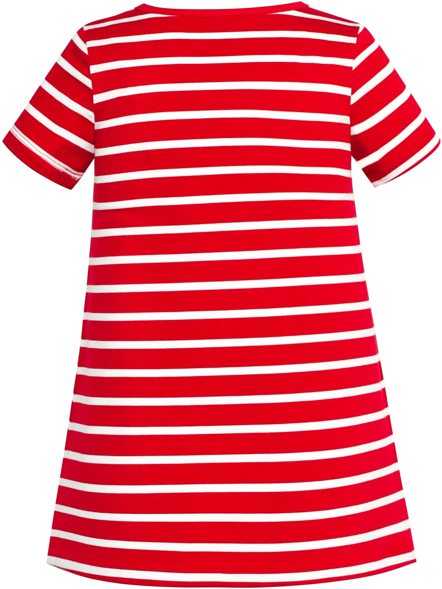 Girls Dress Tee Cotton Sunflower Petal Short Sleeve Red
