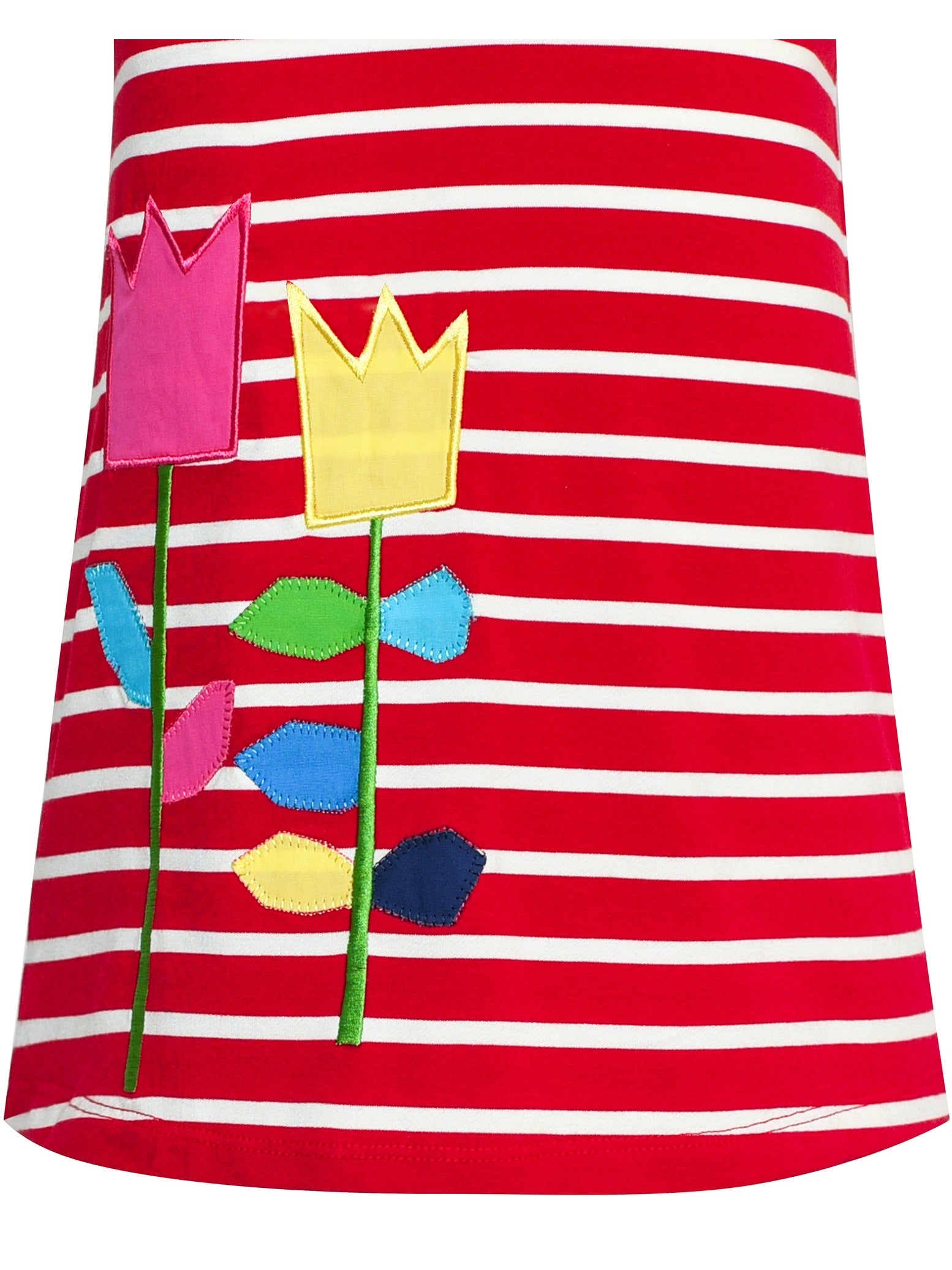 Girls Dress Tee Cotton Sunflower Petal Short Sleeve Red