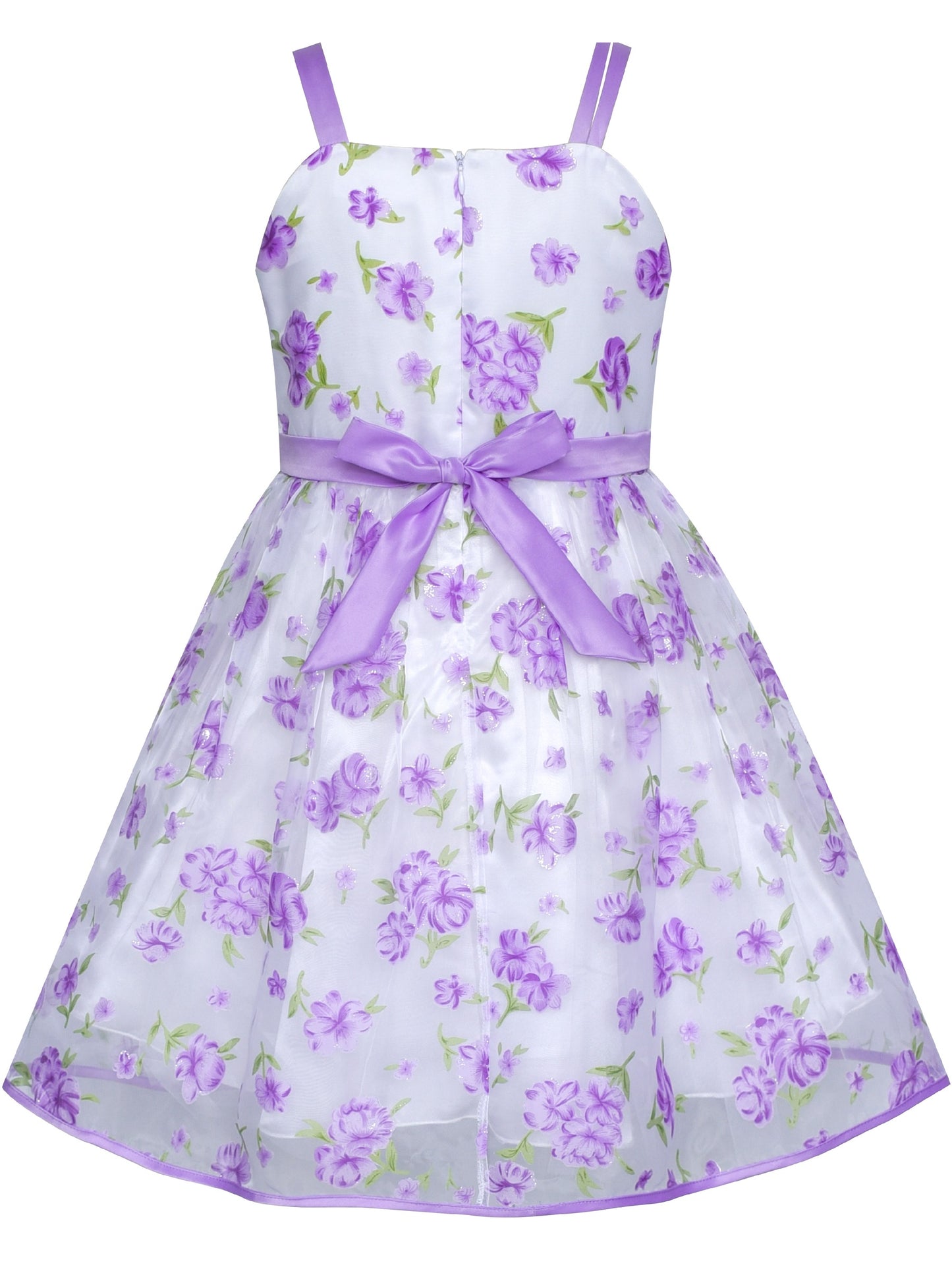 Girls Dress White Pleated Tank Bridesmaid Wedding Flower Girl Kids Purple