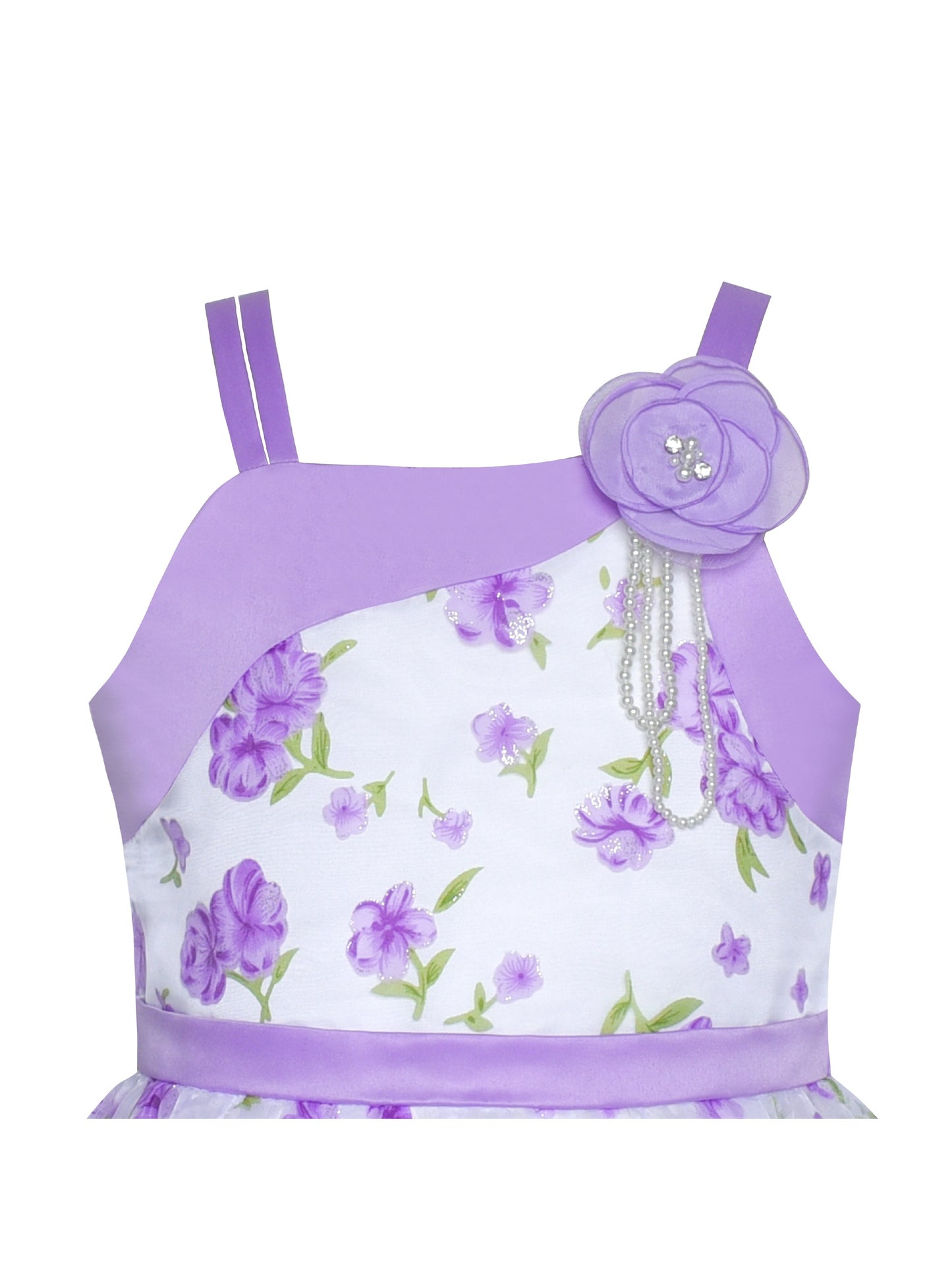 Girls Dress White Pleated Tank Bridesmaid Wedding Flower Girl Kids Purple