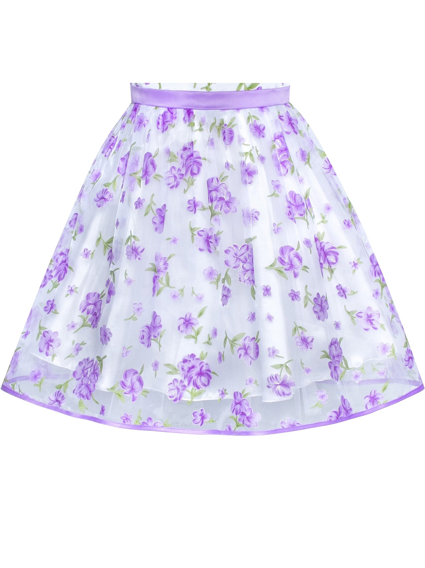 Girls Dress White Pleated Tank Bridesmaid Wedding Flower Girl Kids Purple