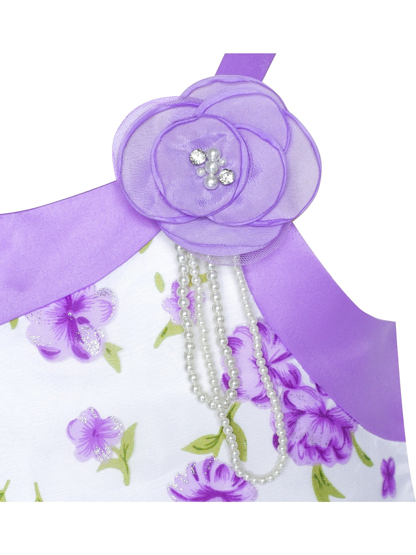 Girls Dress White Pleated Tank Bridesmaid Wedding Flower Girl Kids Purple
