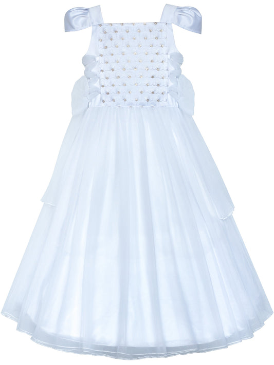 Flower Girls Dress White Sparkling Corset Pageant Vintage White