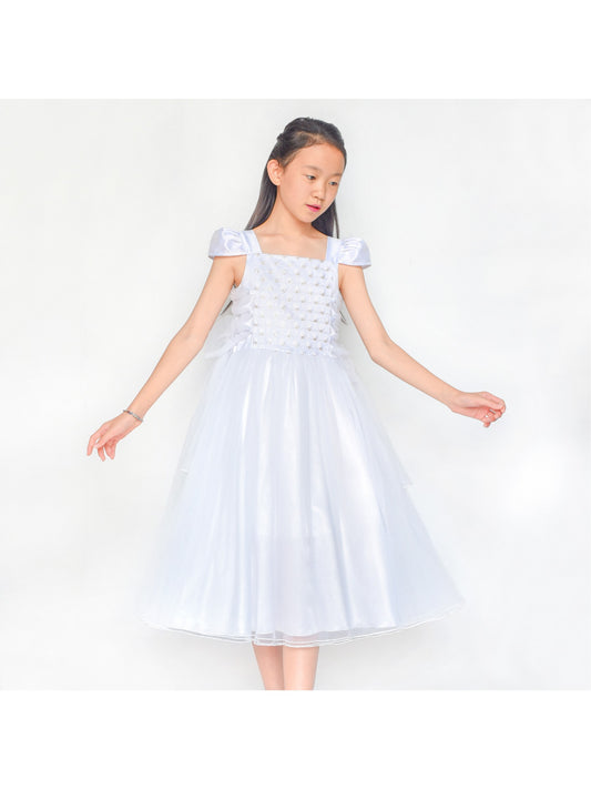 Flower Girls Dress White Sparkling Corset Pageant Vintage White