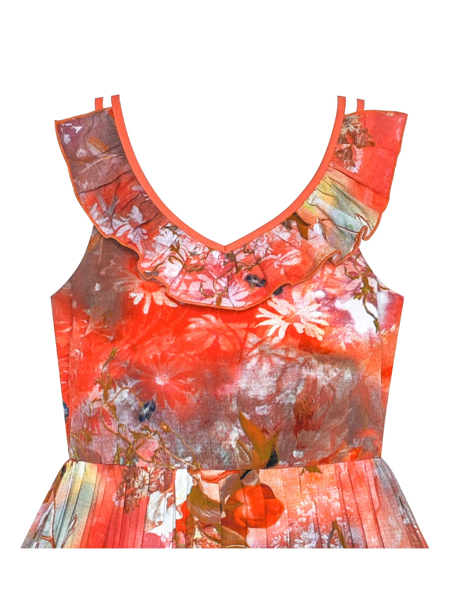 Girls Dress Floral Cotton Casual Summer Beach Sundress Multi-Color