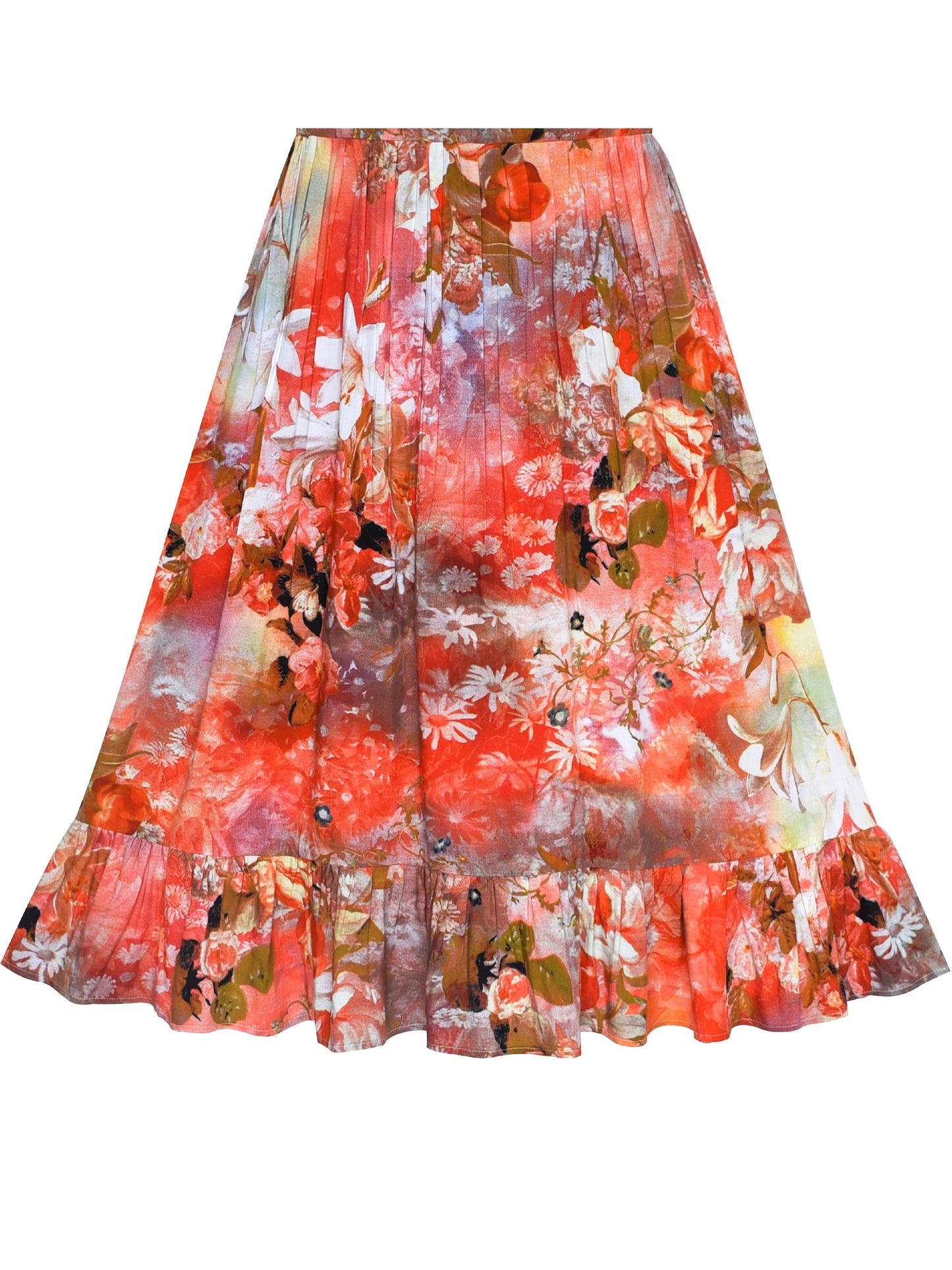 Girls Dress Floral Cotton Casual Summer Beach Sundress Multi-Color