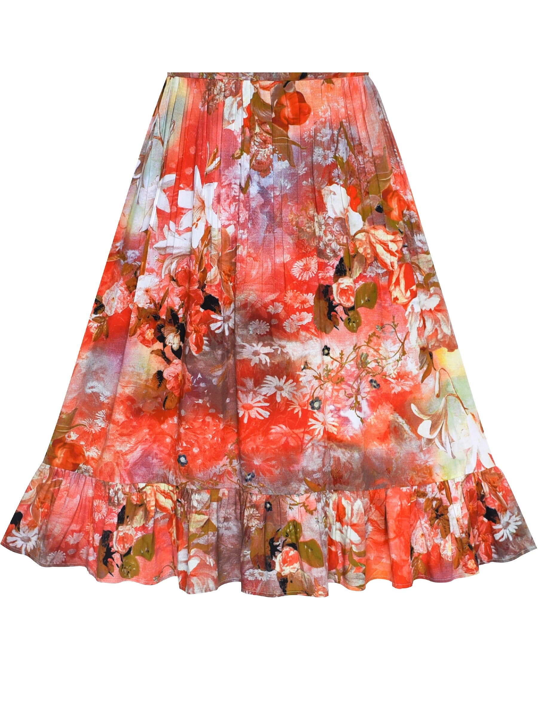 Girls Dress Floral Cotton Casual Summer Beach Sundress Multi-Color