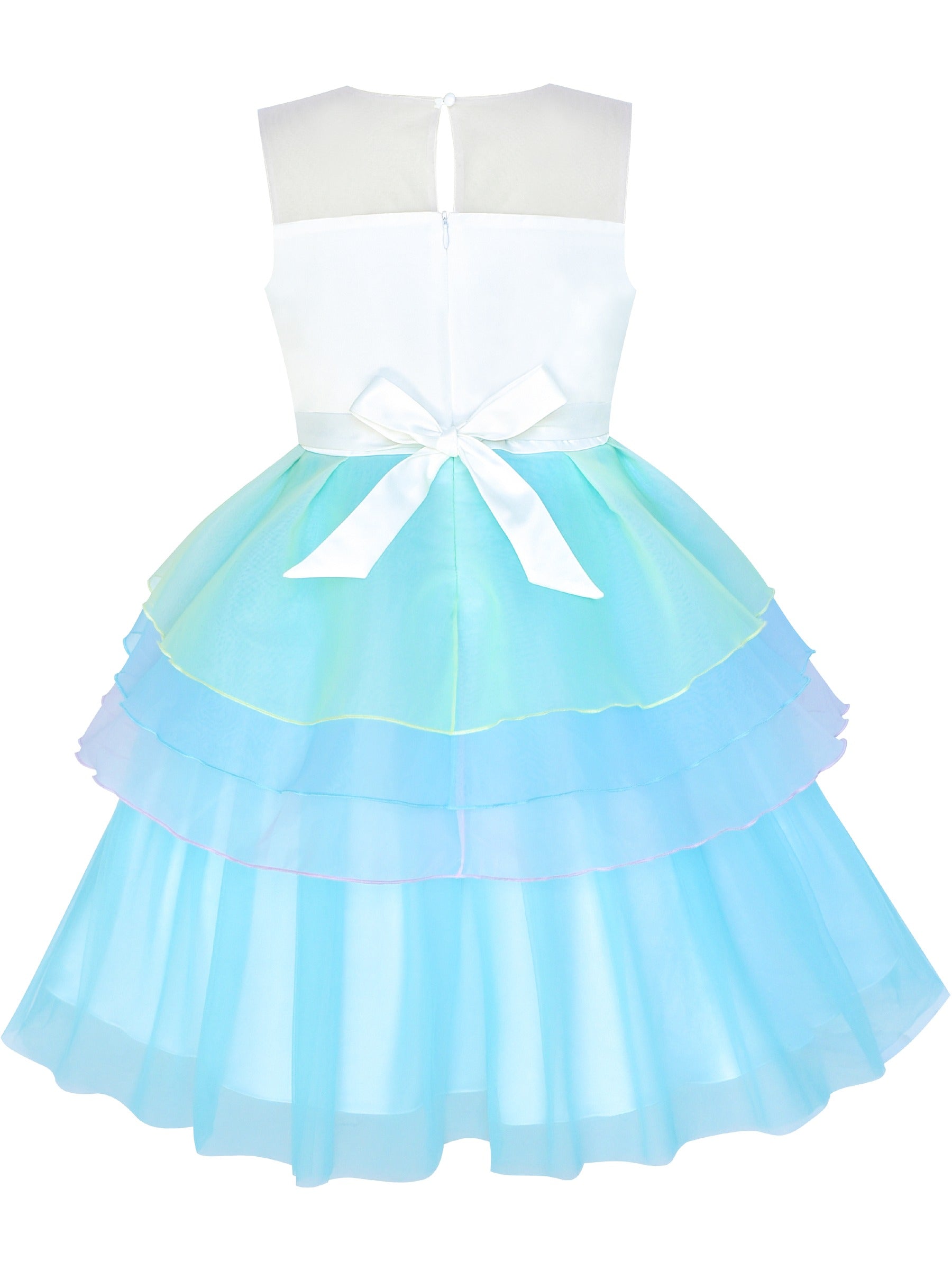 Girls Dress Pink Unicorn Costume Cosplay Princess Pageant Party Blue
