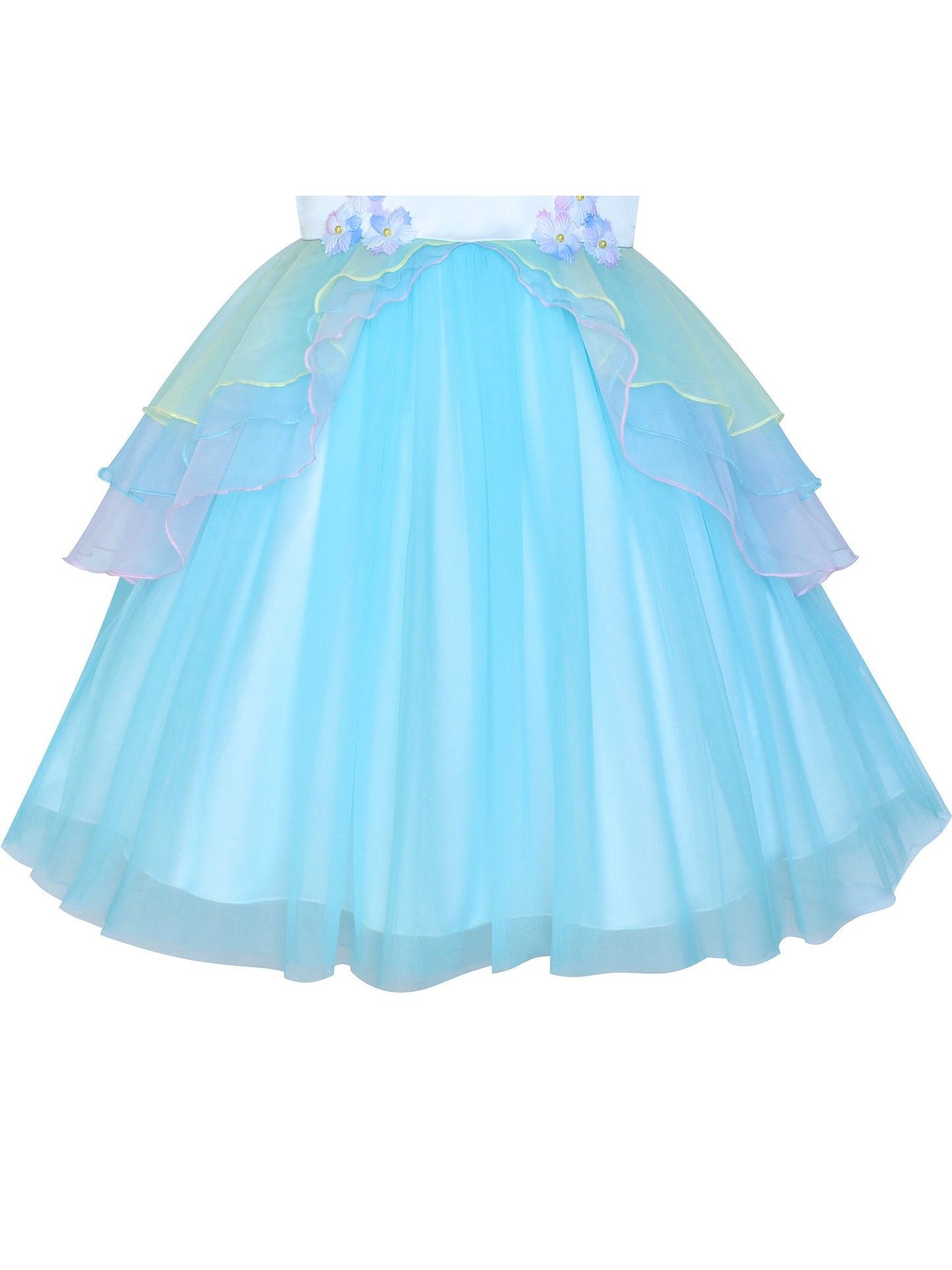 Girls Dress Pink Unicorn Costume Cosplay Princess Pageant Party Blue