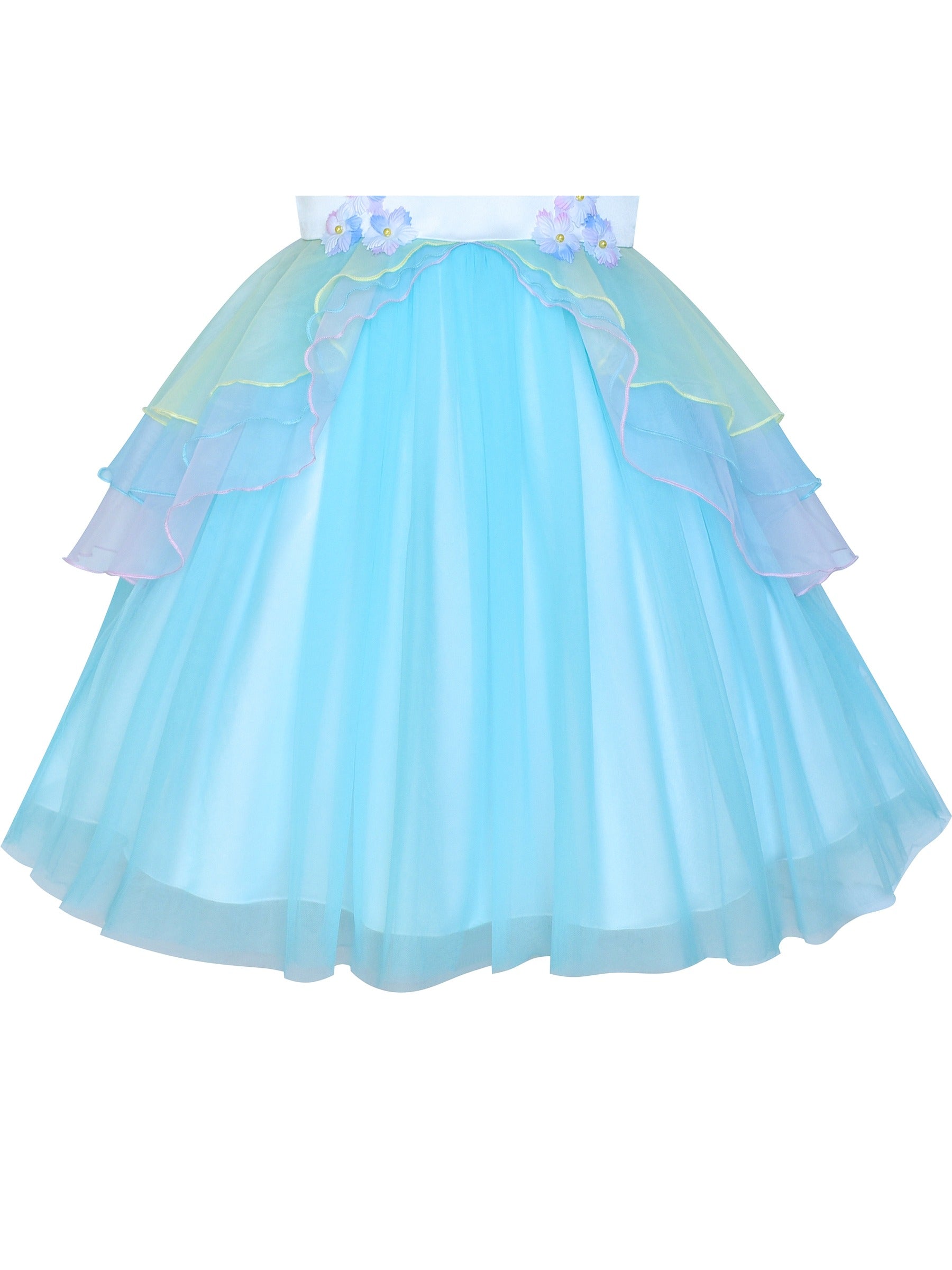Girls Dress Pink Unicorn Costume Cosplay Princess Pageant Party Blue
