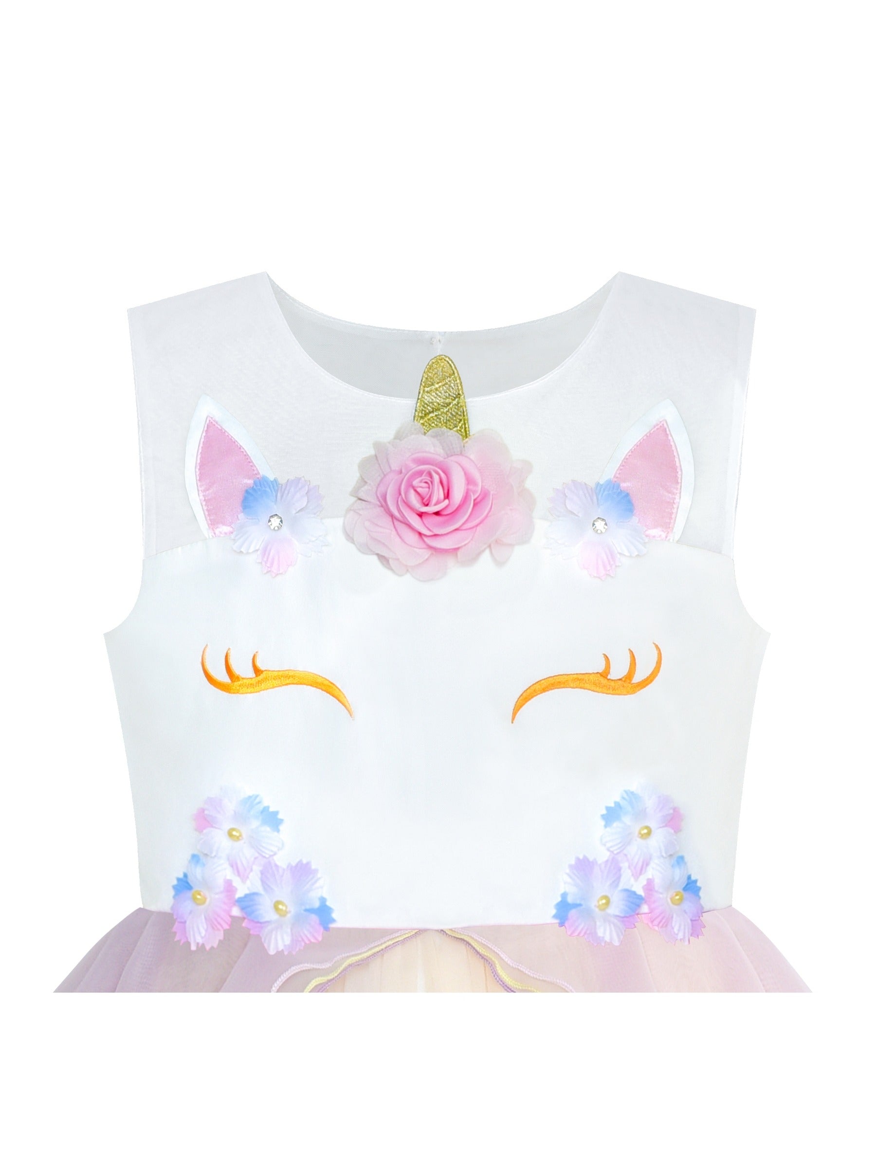 Girls Dress Pink Unicorn Costume Cosplay Princess Pageant Party Beige