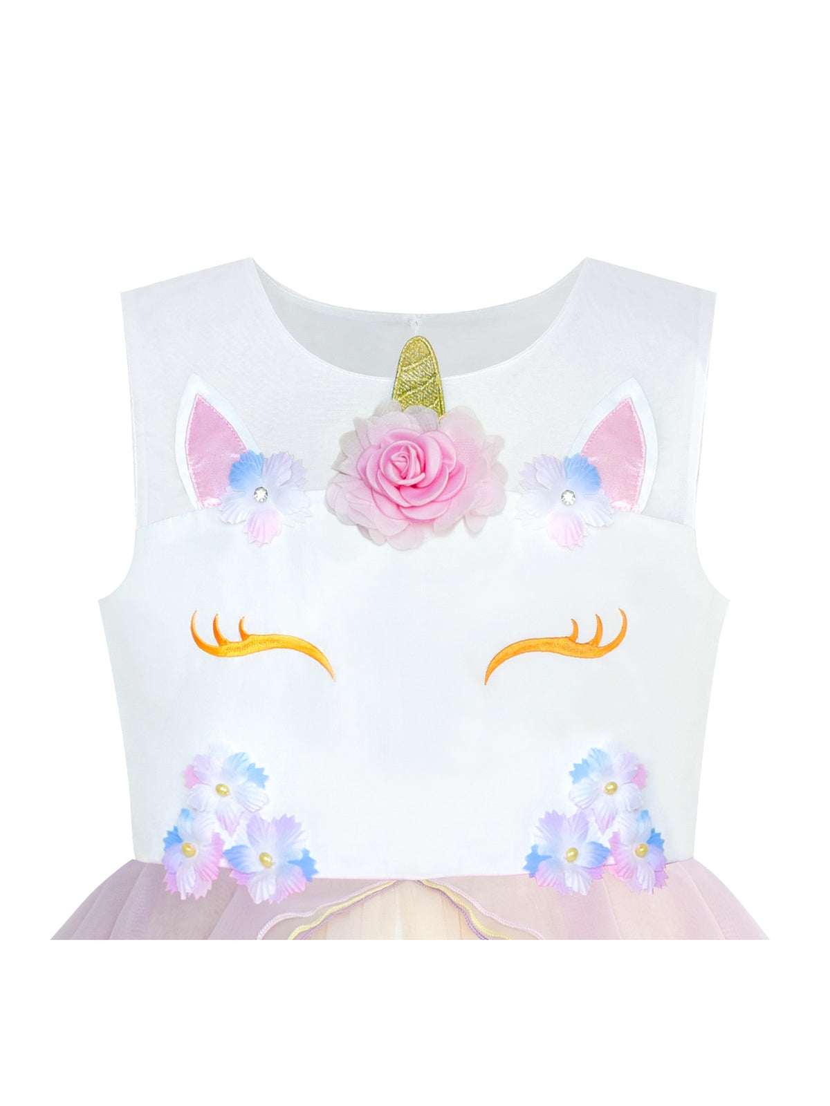Girls Dress Pink Unicorn Costume Cosplay Princess Pageant Party - Champagne Unicorn