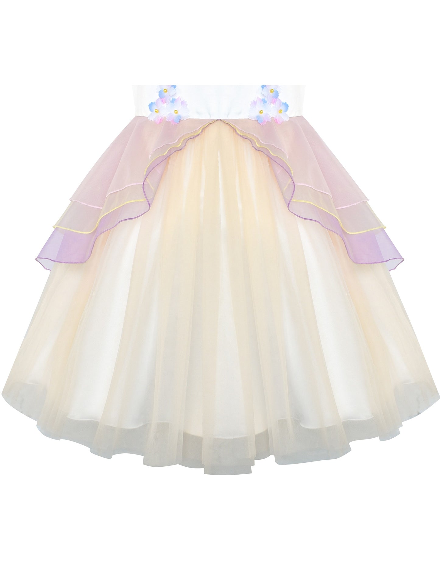 Girls Dress Pink Unicorn Costume Cosplay Princess Pageant Party Beige