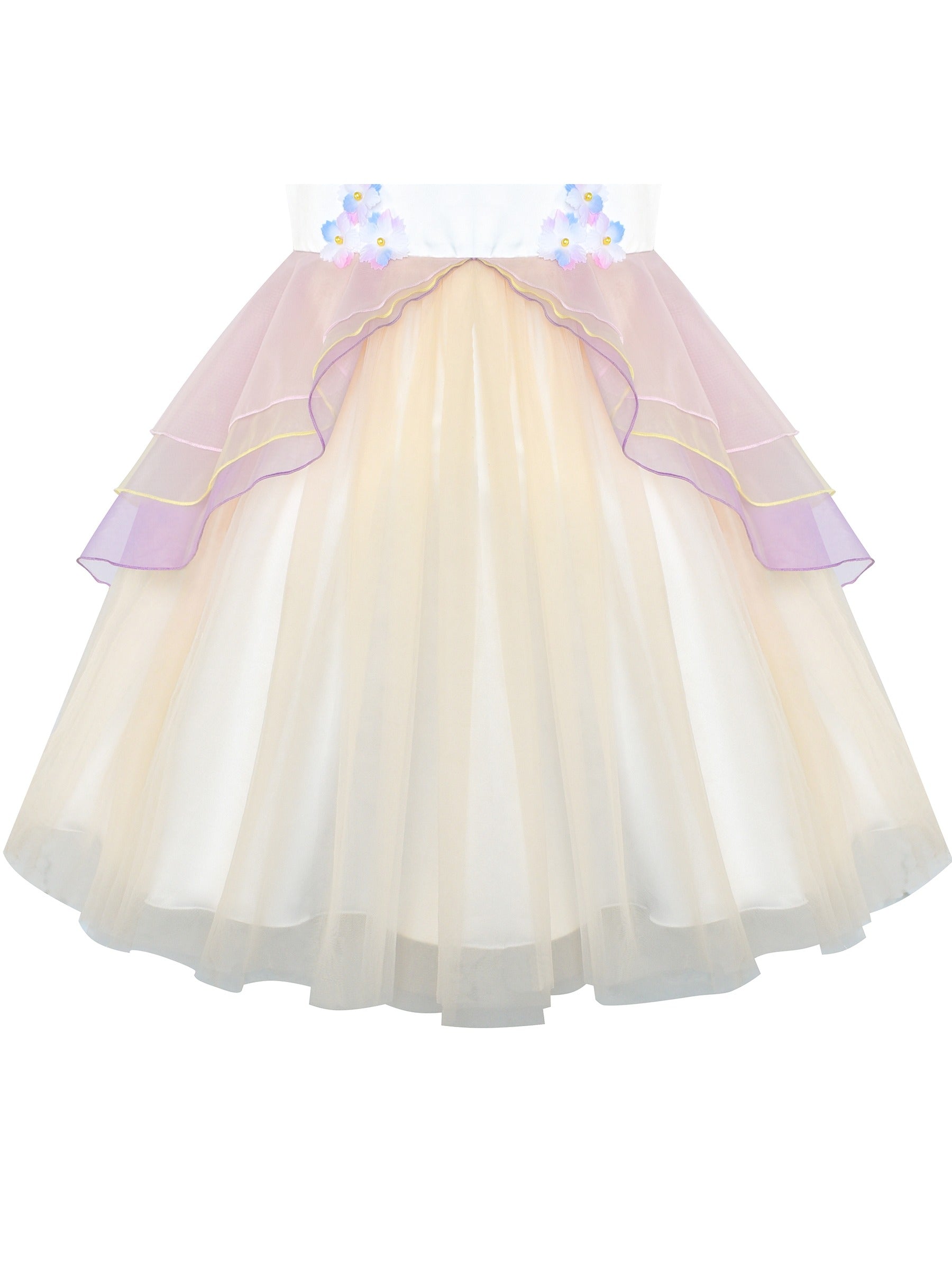 Girls Dress Pink Unicorn Costume Cosplay Princess Pageant Party Beige