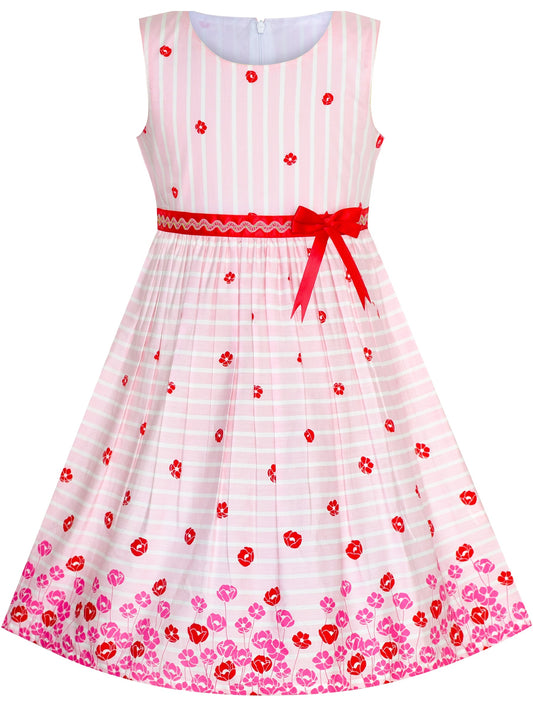 Girls Dress Red Butterfly Party Wedding Christmas Kids Clothes Pink