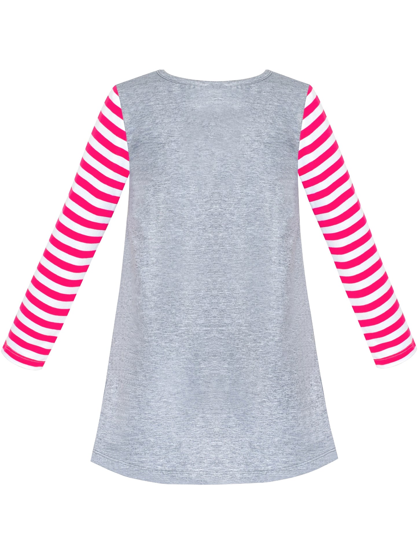 Girls Dress Long Sleeve Christmas Reindeer Snow Holiday Party Gray