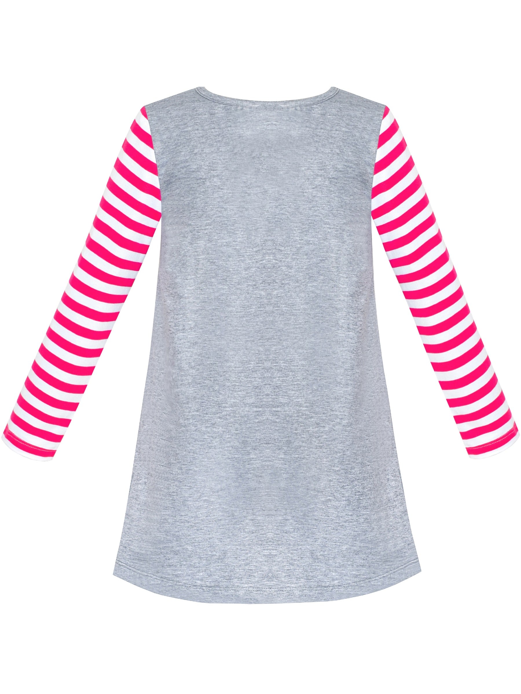 Girls Dress Long Sleeve Christmas Reindeer Snow Holiday Party Gray