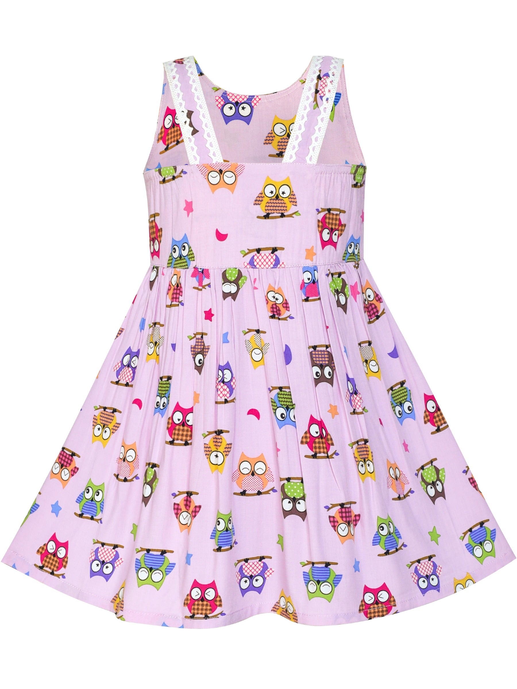 Girls Dress Sleeveless Mushrooms Frog Cotton Casual Pink