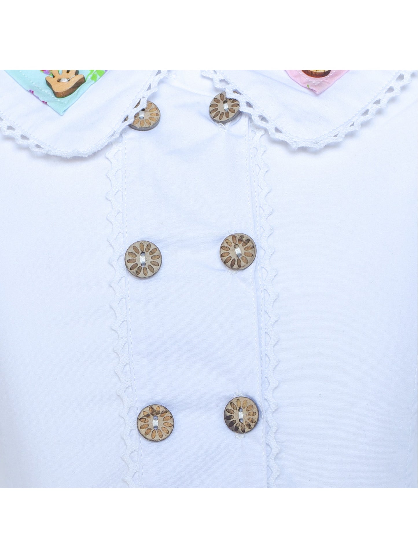 Girls Dress Blue Button Casual Short Sleeve Everyday White