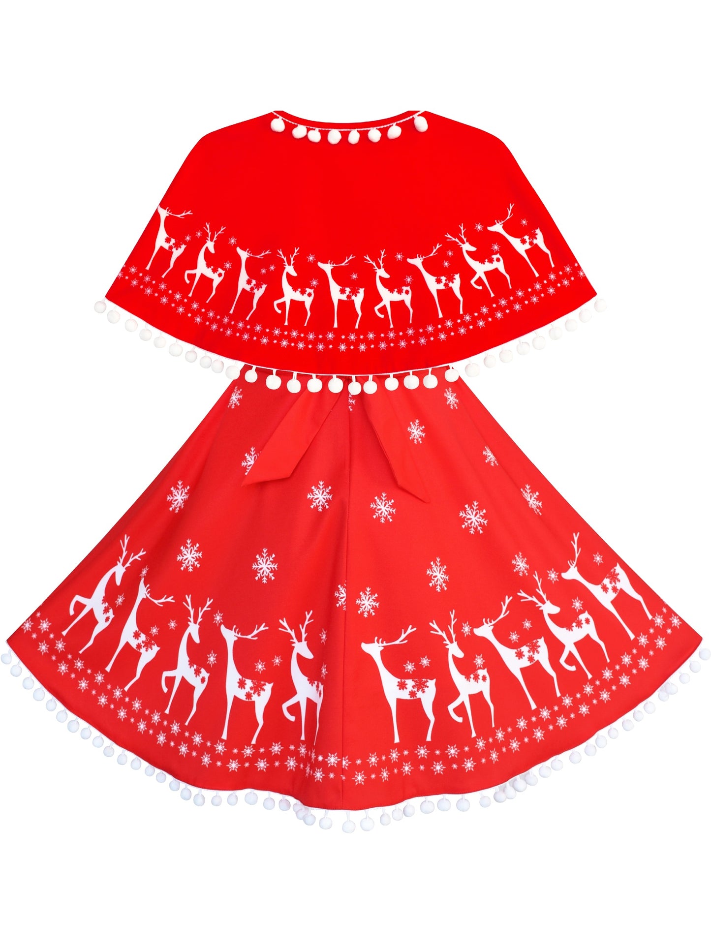 Girls Dress Red Cape Cloak Christmas New Year Holiday Party Red