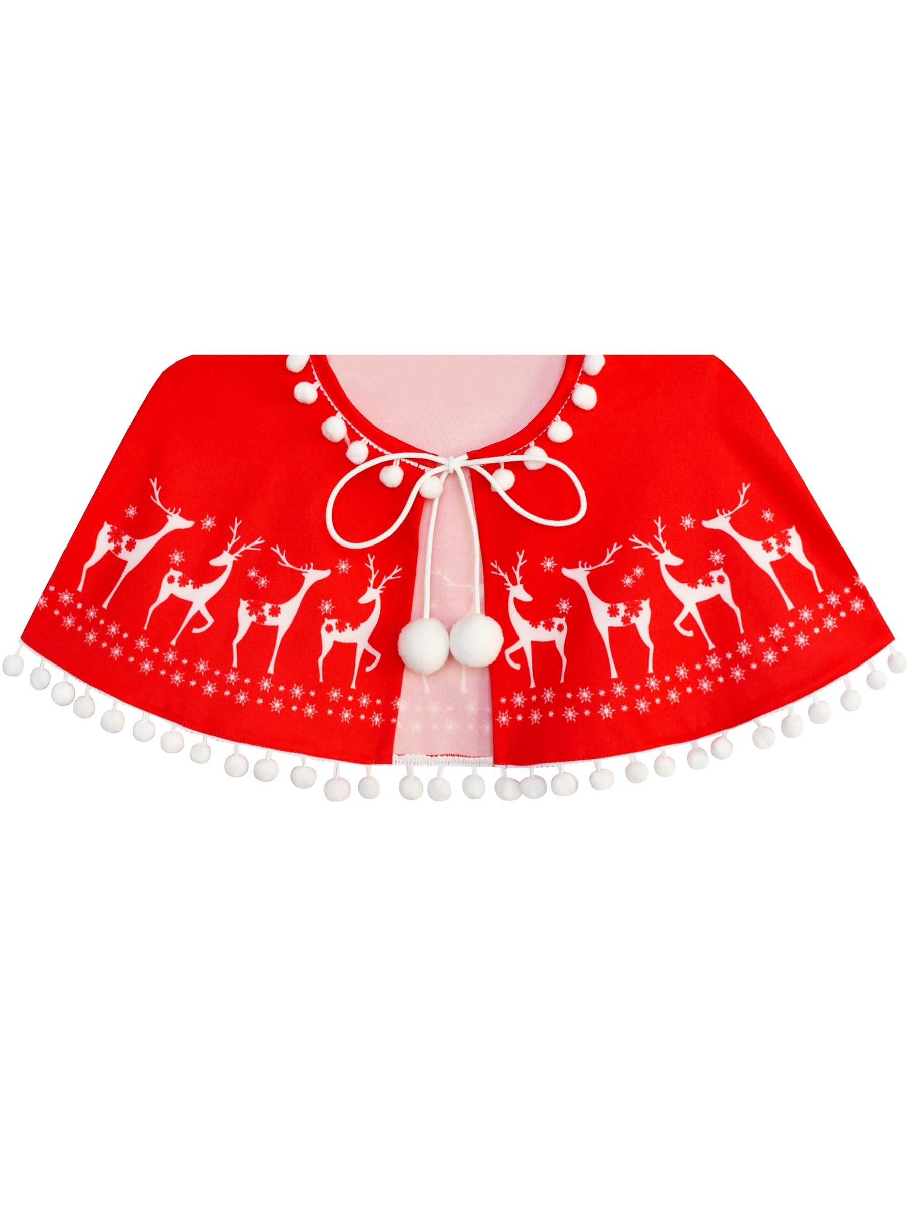 Girls Dress Red Cape Cloak Christmas New Year Holiday Party Red