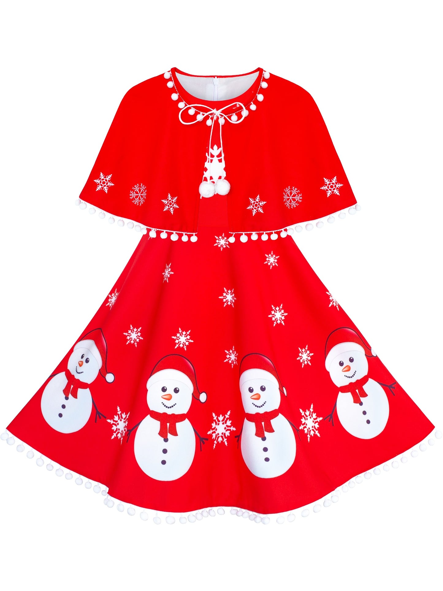Girls Dress Red Cape Cloak Christmas New Year Holiday Party Red