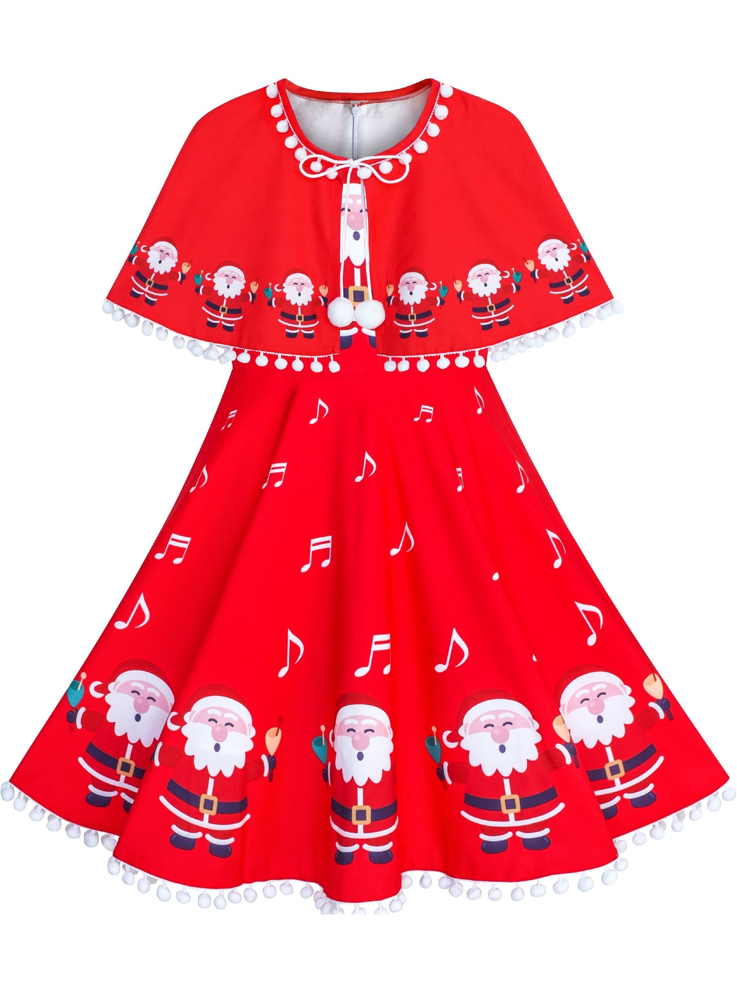 Girls Dress Red Cape Cloak Christmas New Year Holiday Party Red