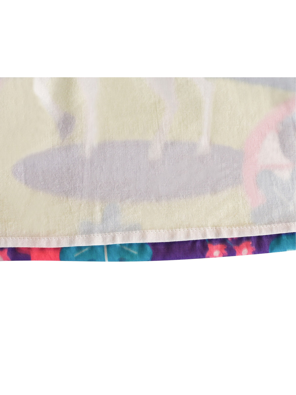 Girls Dress Embroidered Sash Blooming Flower Painting Style Blue - Yellow Unicorn