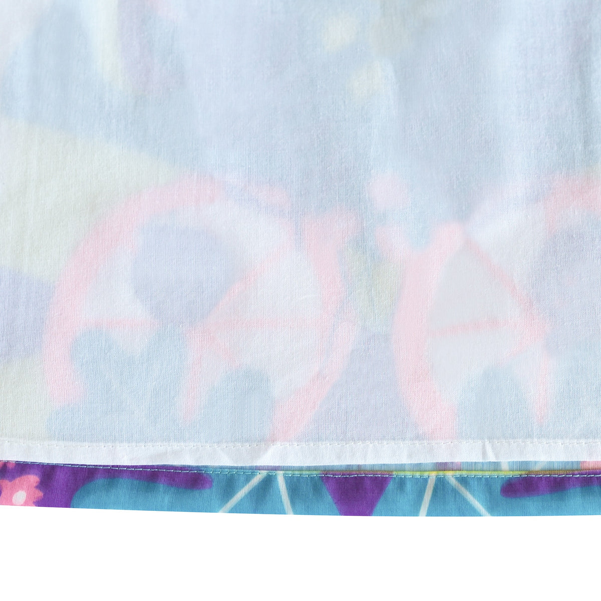 Girls Dress Embroidered Sash Blooming Flower Painting Style Blue - Pink Unicorn