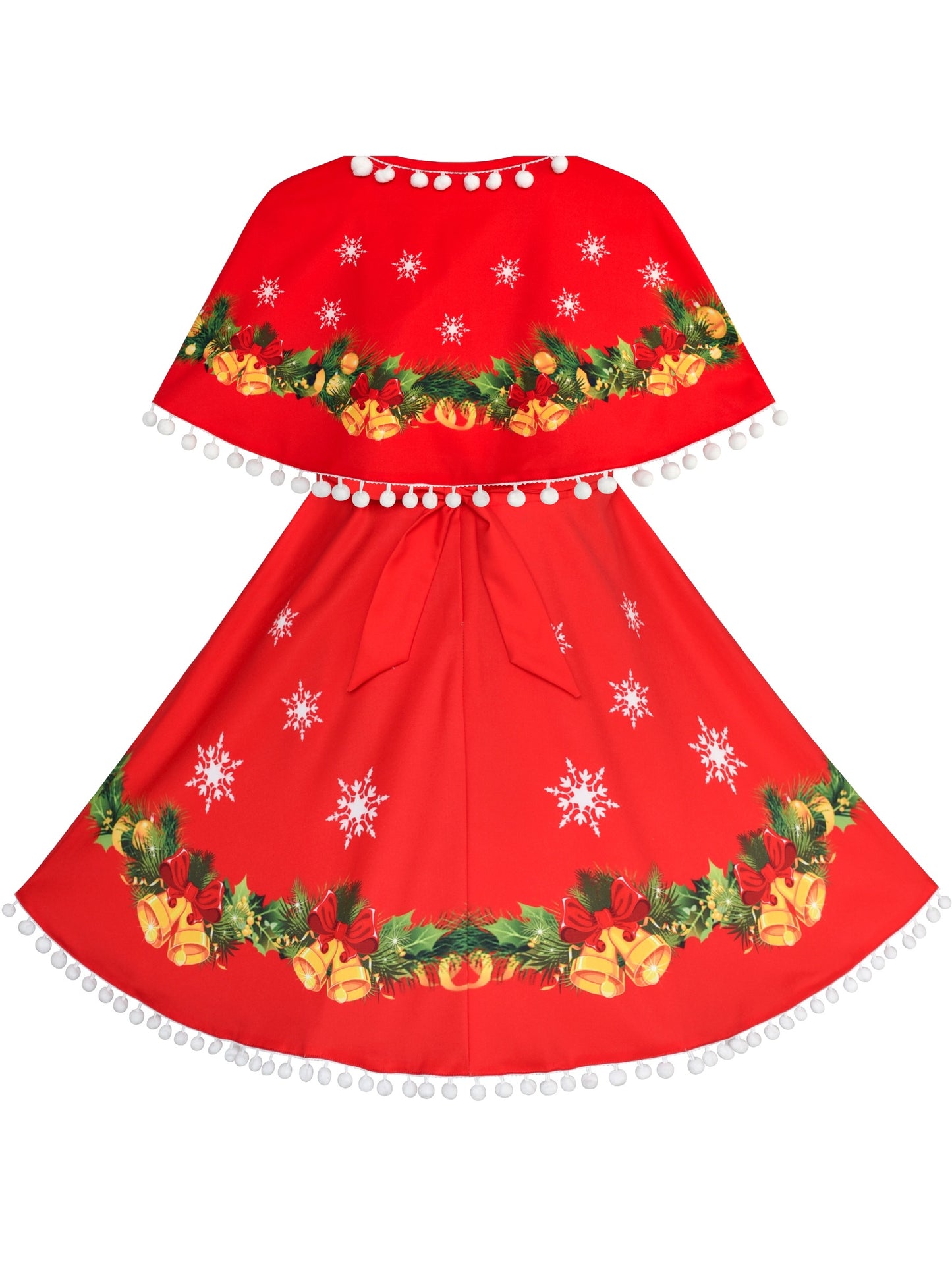 Girls Dress Red Cape Cloak Christmas New Year Holiday Party Red