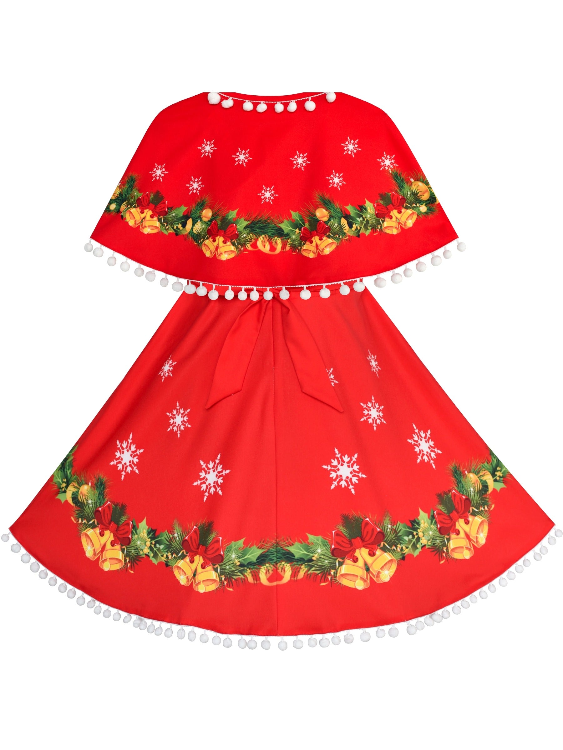 Girls Dress Red Cape Cloak Christmas New Year Holiday Party Red
