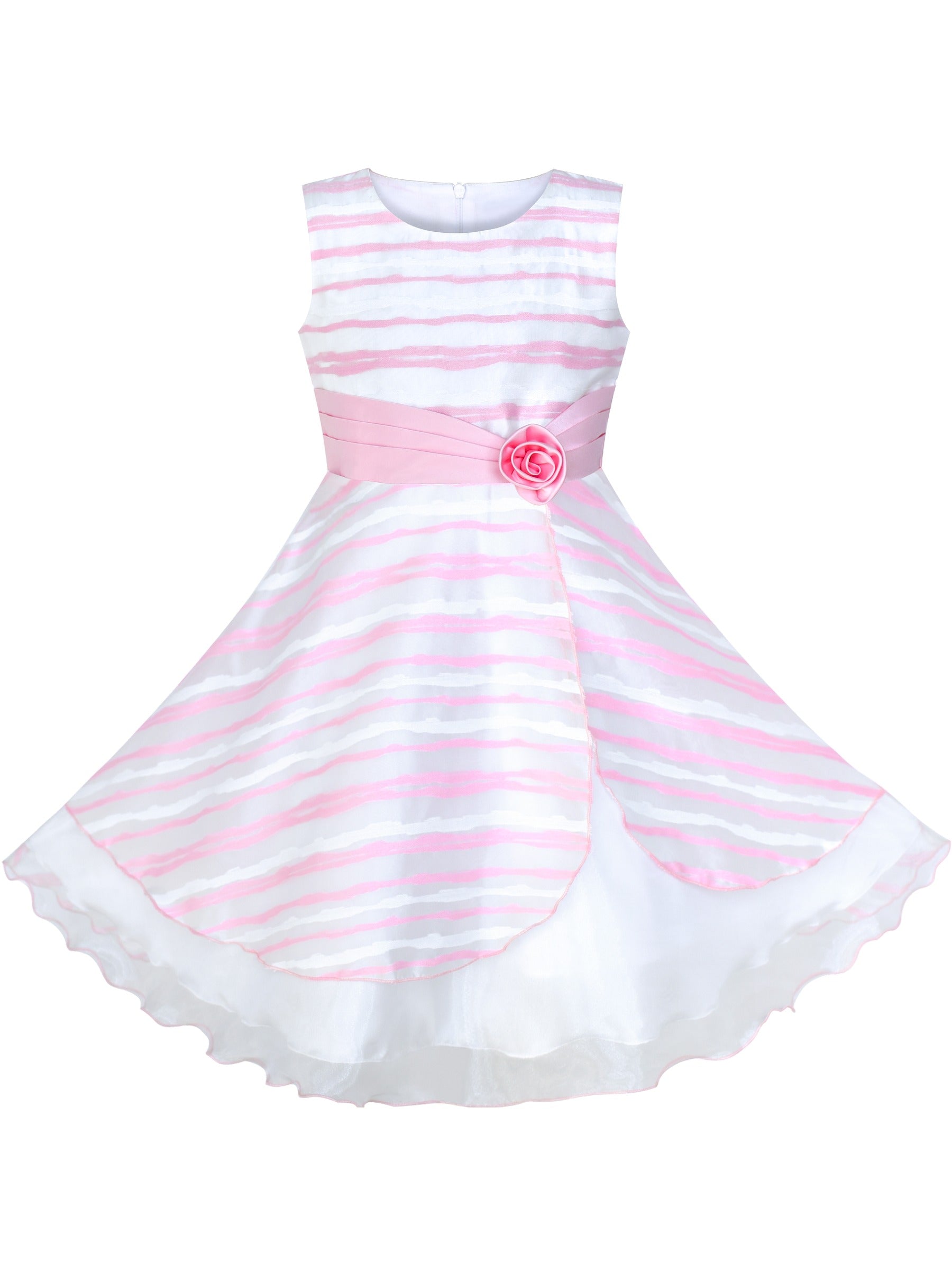 Girls Dress Wedding Gown Tulle Flower Ball With Lace Blue Pink