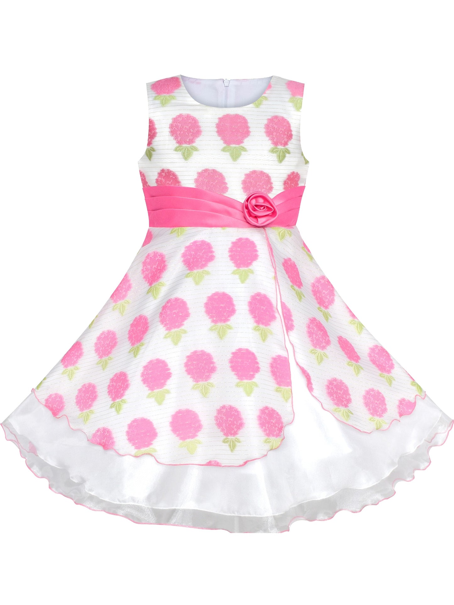 Girls Dress Wedding Gown Tulle Flower Ball With Lace Blue Pink
