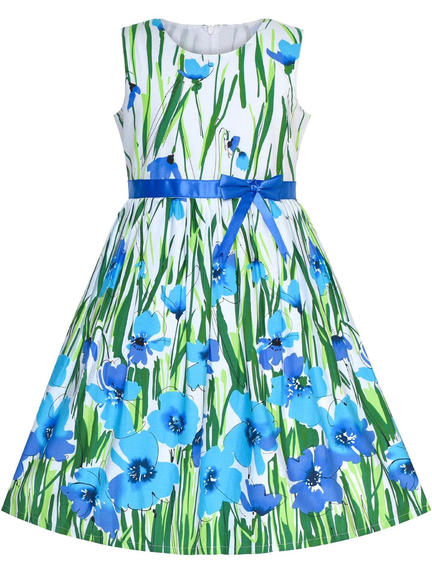 Girls Dress Red Butterfly Party Wedding Christmas Kids Clothes Blue