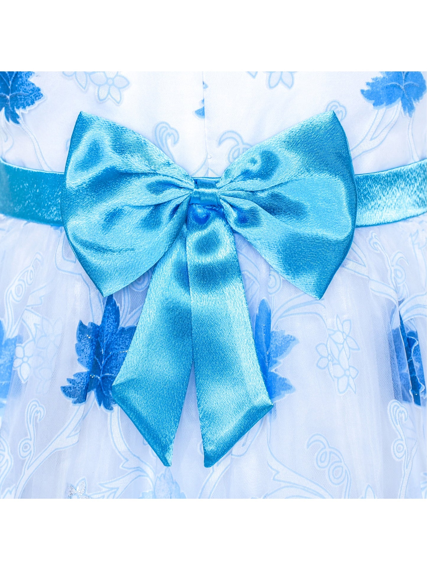 Flower Girls Dress Bow Tie Hi-low Wedding Party Blue
