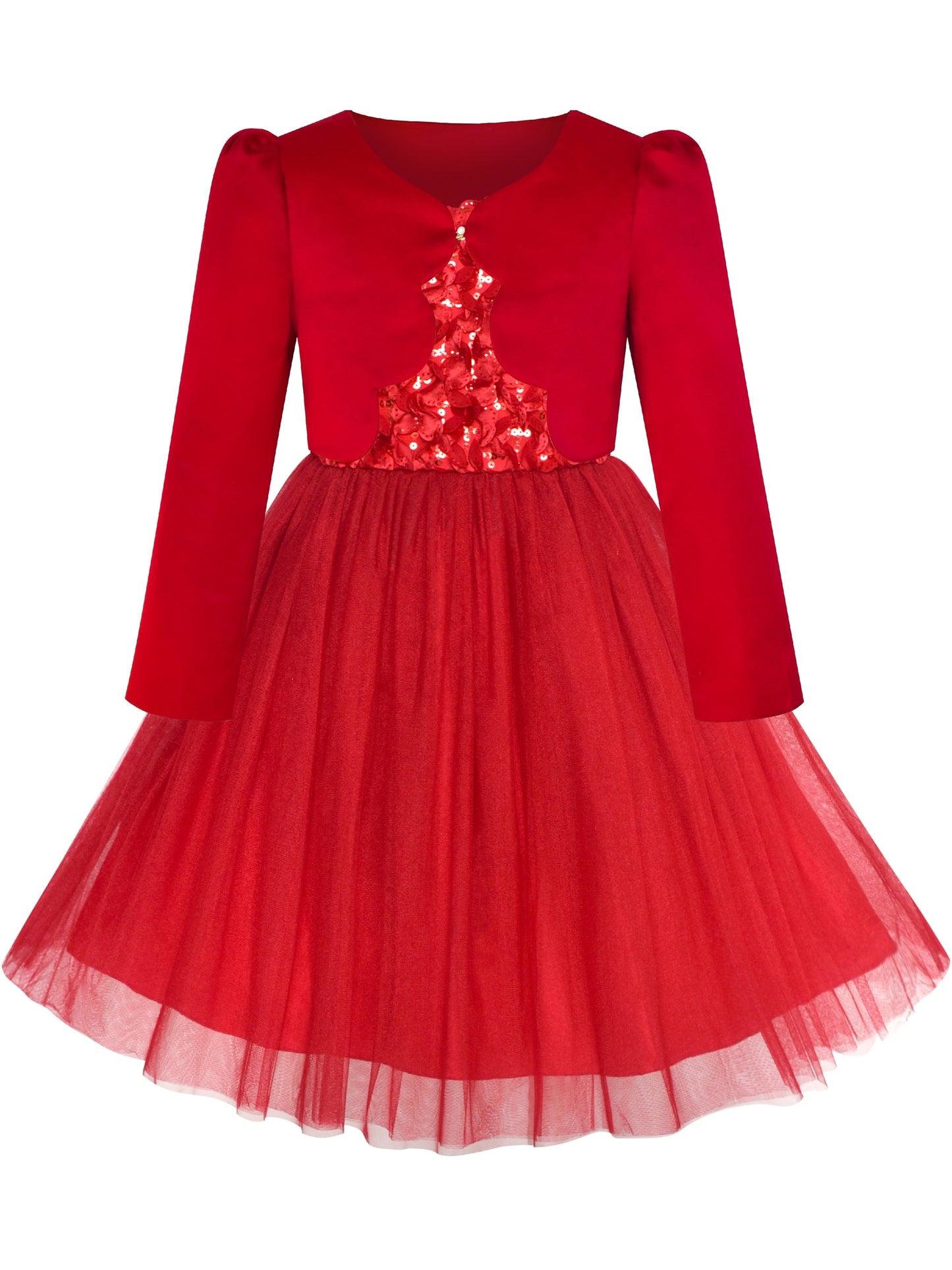 Flower Girls Dress Red Long Sleeve Shrug Bolero Red