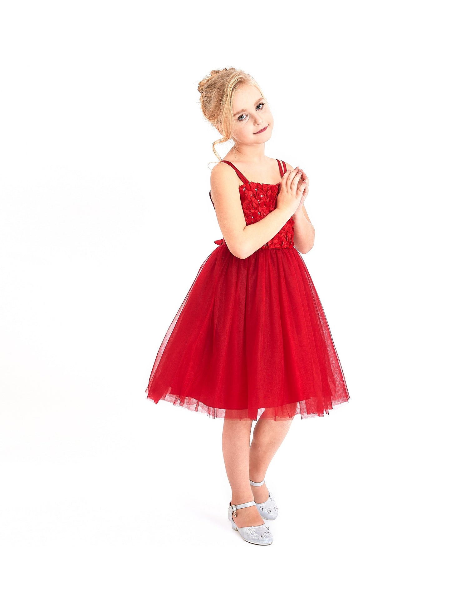 Flower Girls Dress Red Long Sleeve Shrug Bolero Red