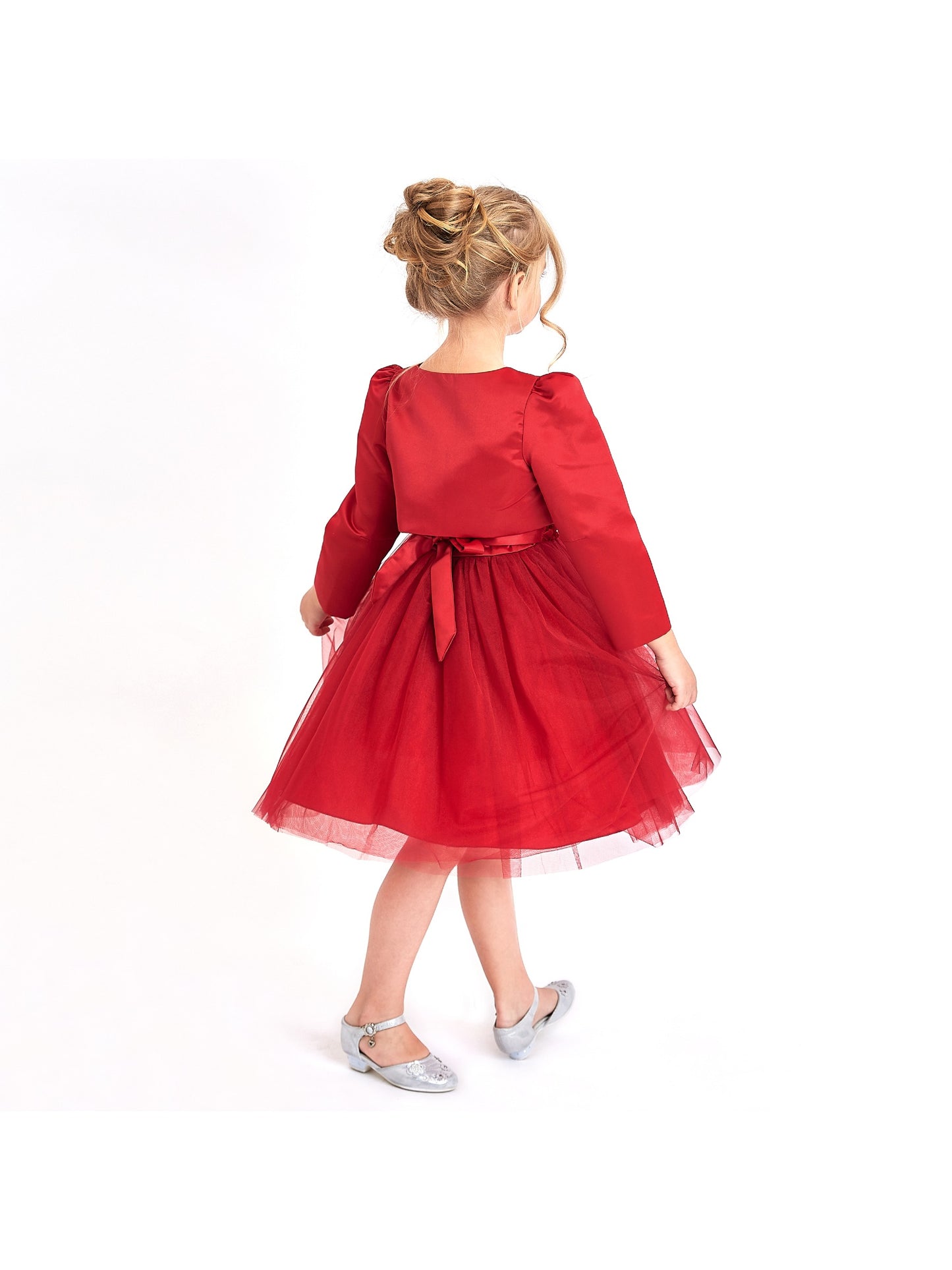 Flower Girls Dress Red Long Sleeve Shrug Bolero Red