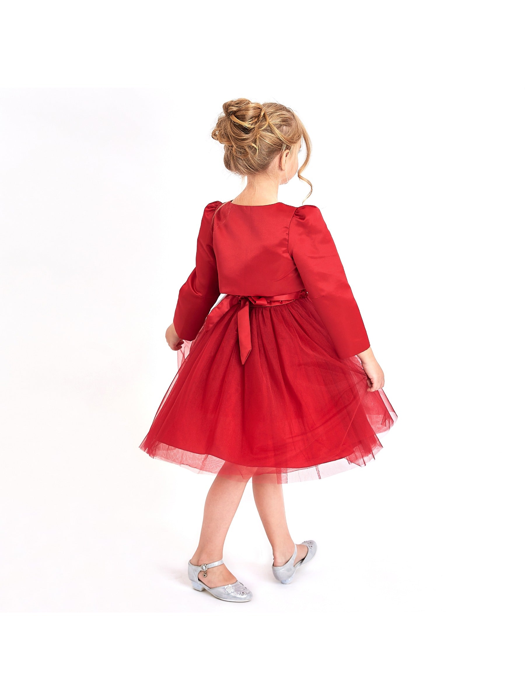 Flower Girls Dress Red Long Sleeve Shrug Bolero Red