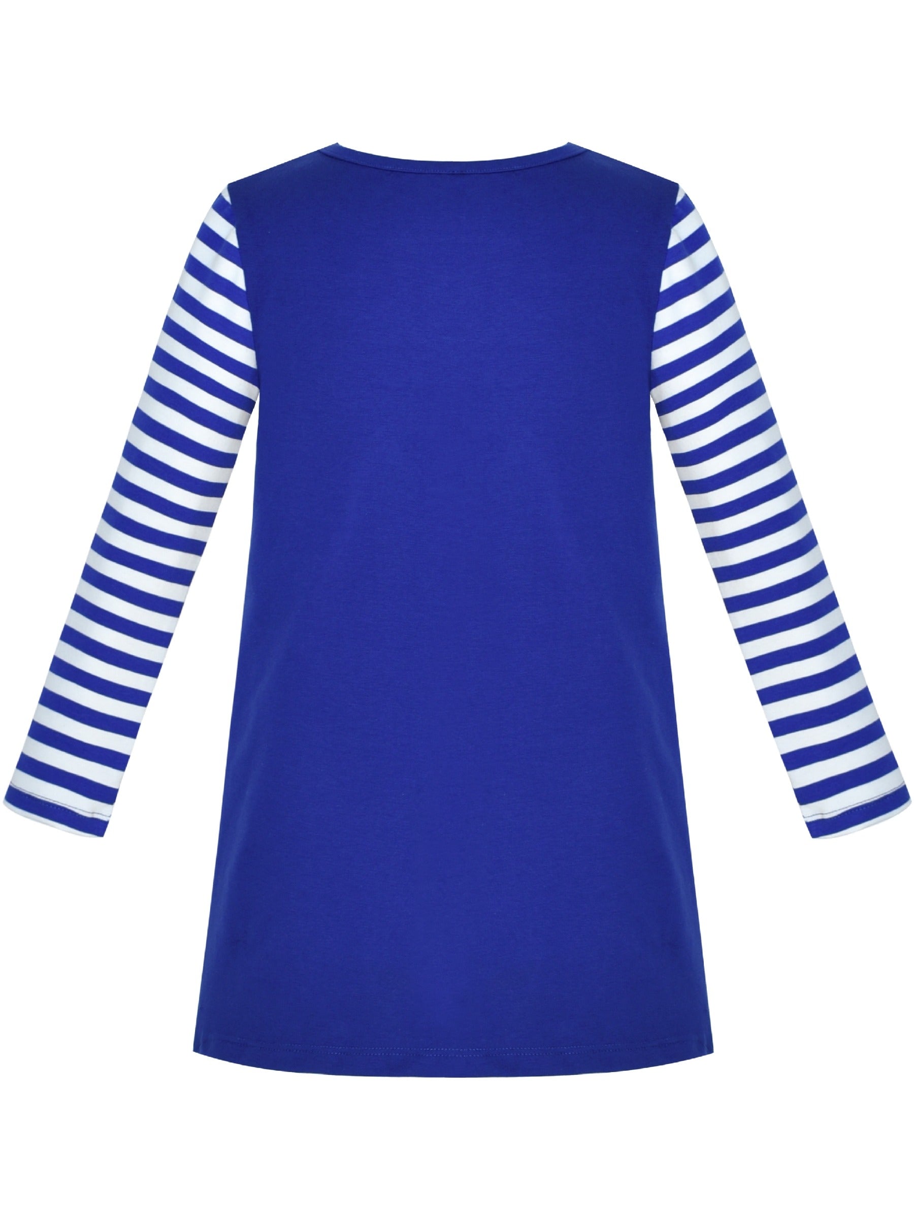 Girls Dress Christmas Santa Pink Cotton Long Sleeve Blue