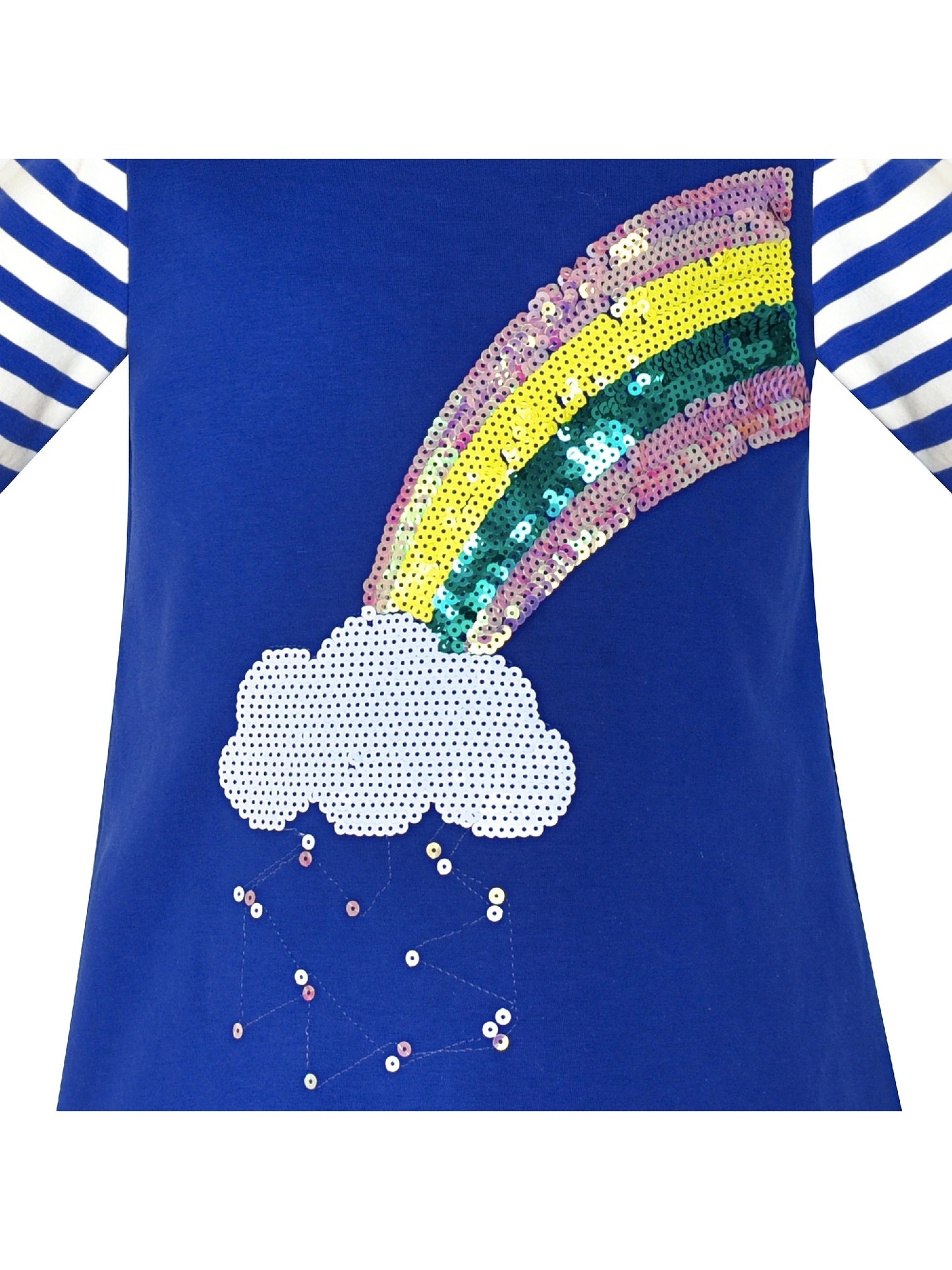 Girls Dress Christmas Santa Pink Cotton Long Sleeve Blue
