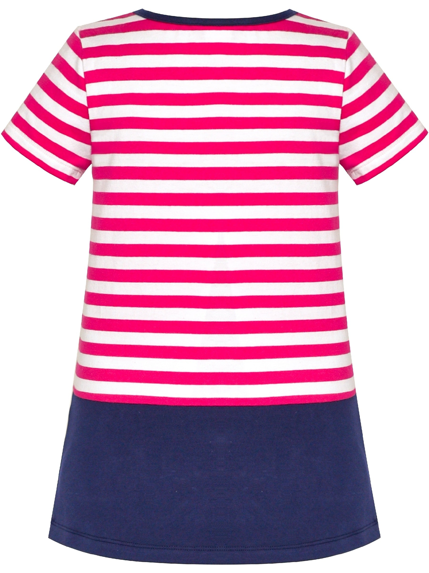 Girls Dress Tee Cotton Sunflower Petal Short Sleeve Pink