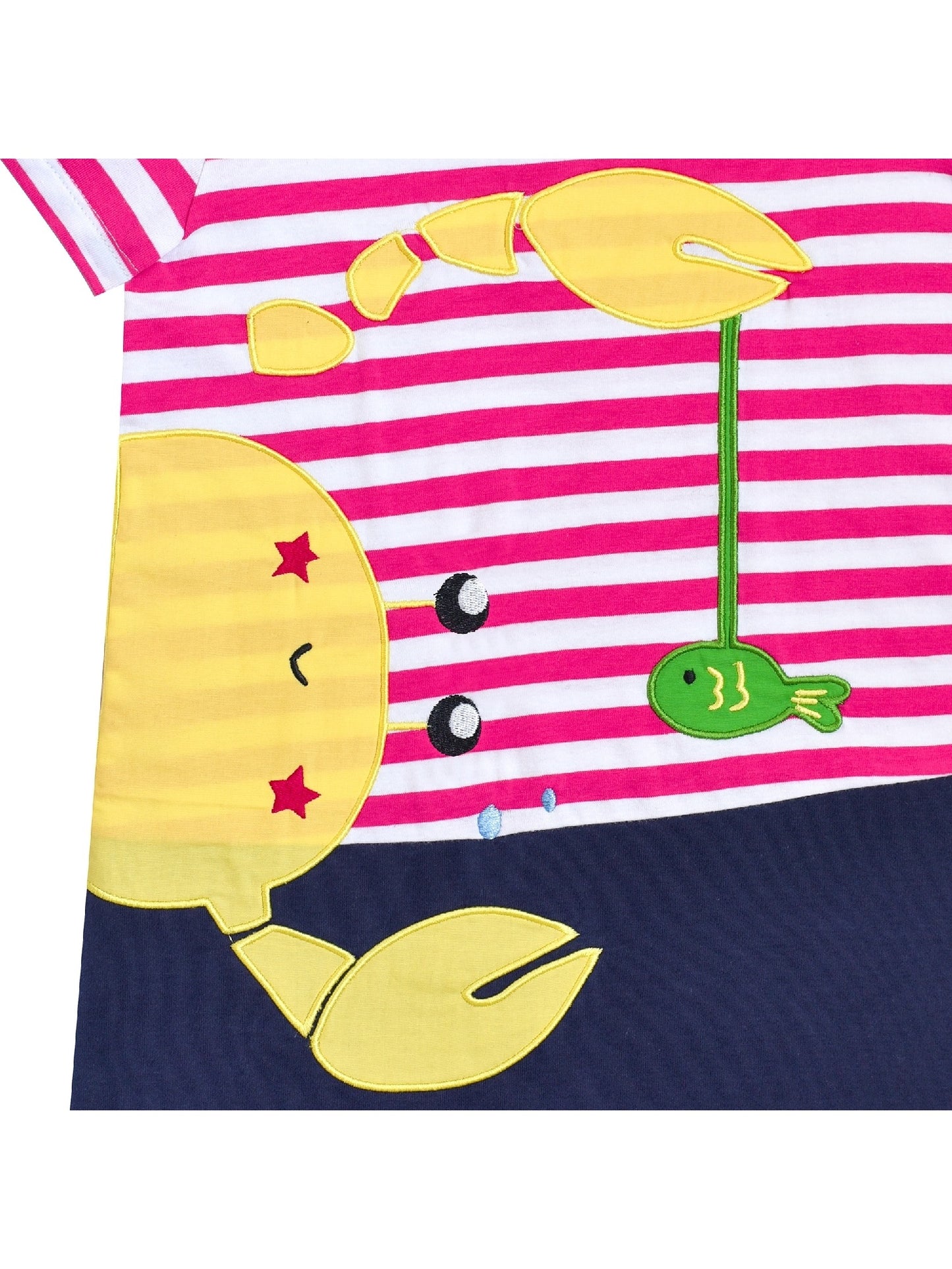 Girls Dress Tee Cotton Sunflower Petal Short Sleeve Pink