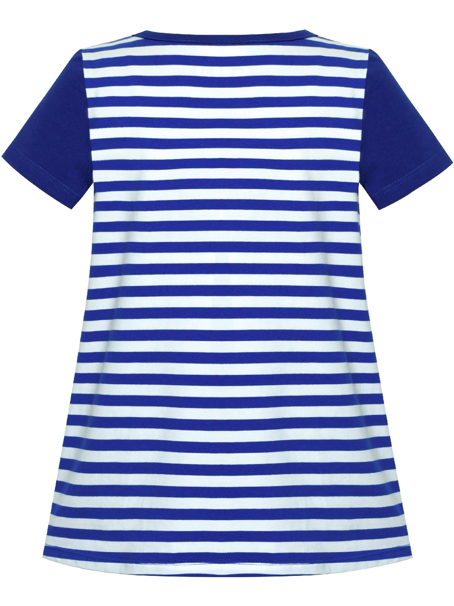 Girls Dress Tee Cotton Sunflower Petal Short Sleeve Blue