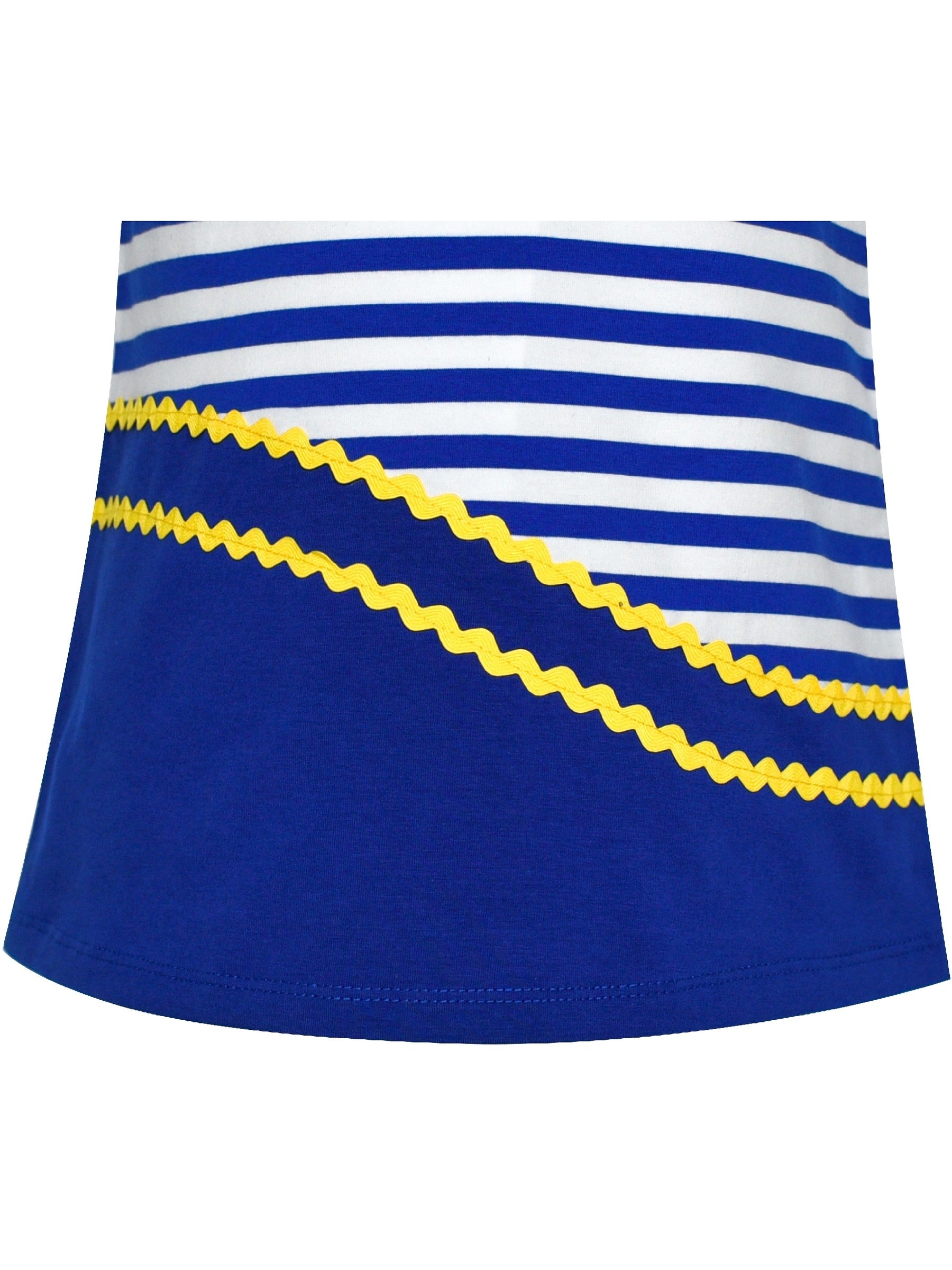 Girls Dress Tee Cotton Sunflower Petal Short Sleeve Blue