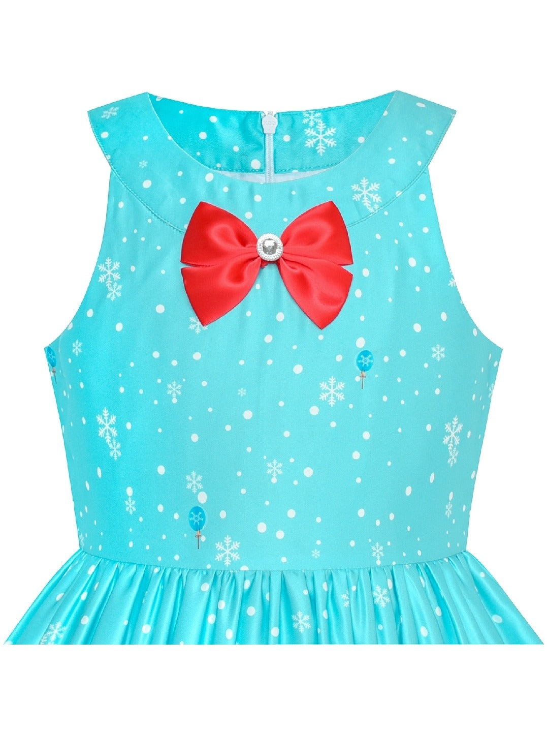Girls Dress Christmas Santa Snow Xmas Party Turquoise - Blue Reindeer