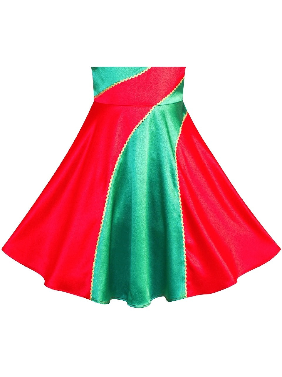 Girls Dress 3/4 Sleeve Christmas Santa Jingle Bell Snow Red